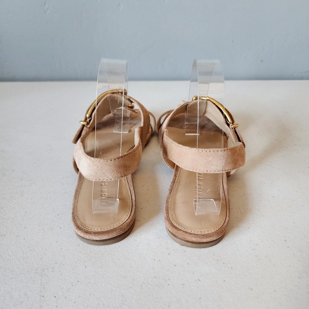 Veronica Beard Maglio Tan Buckle Strap Sandals with Gold Hardware - Picture 5 of 16